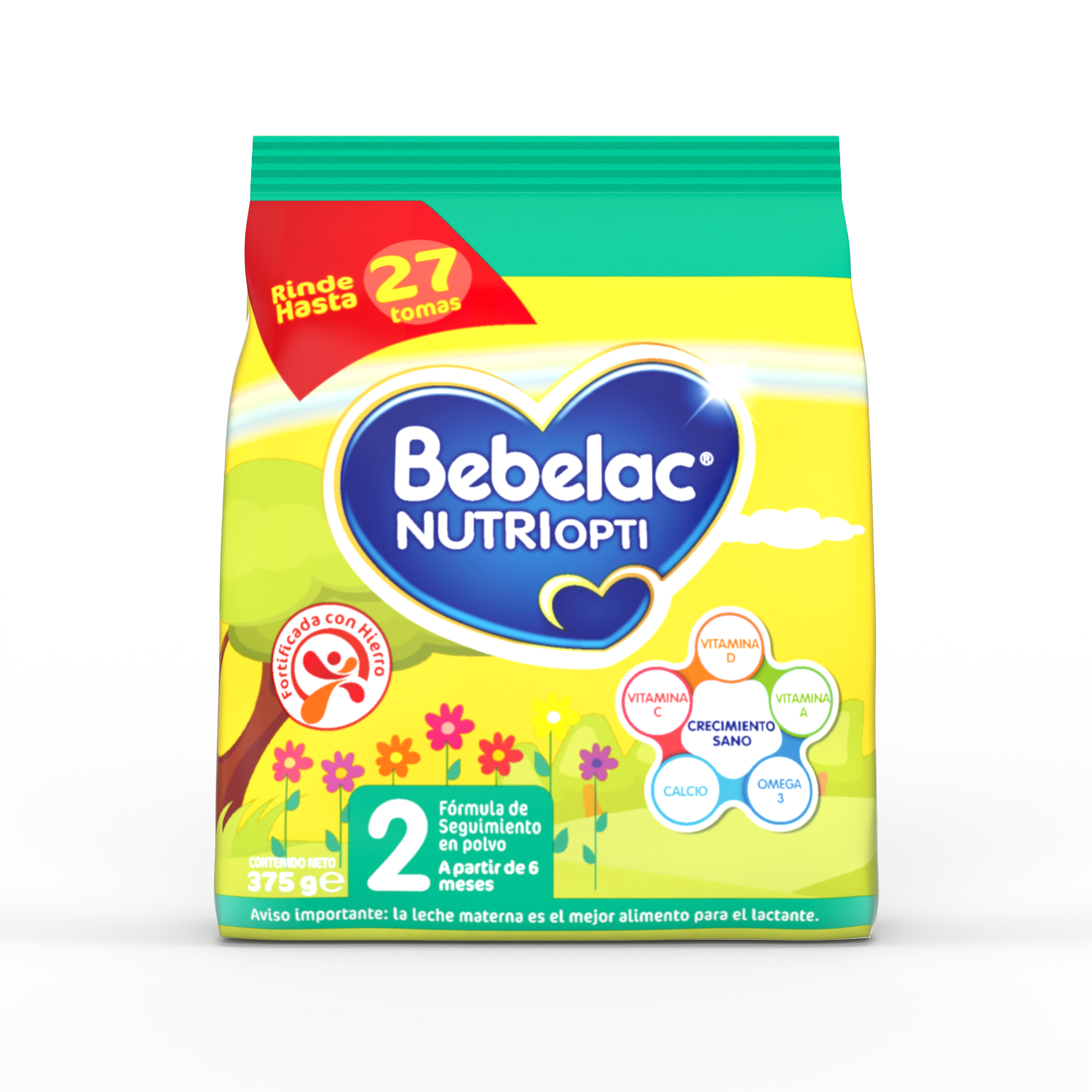 Bebelac NUTRIOPTI 2 fórmula de seguimiento en polvo para bebés a partir de 6 meses bolsa 375 g - Bebeclub Bolivia