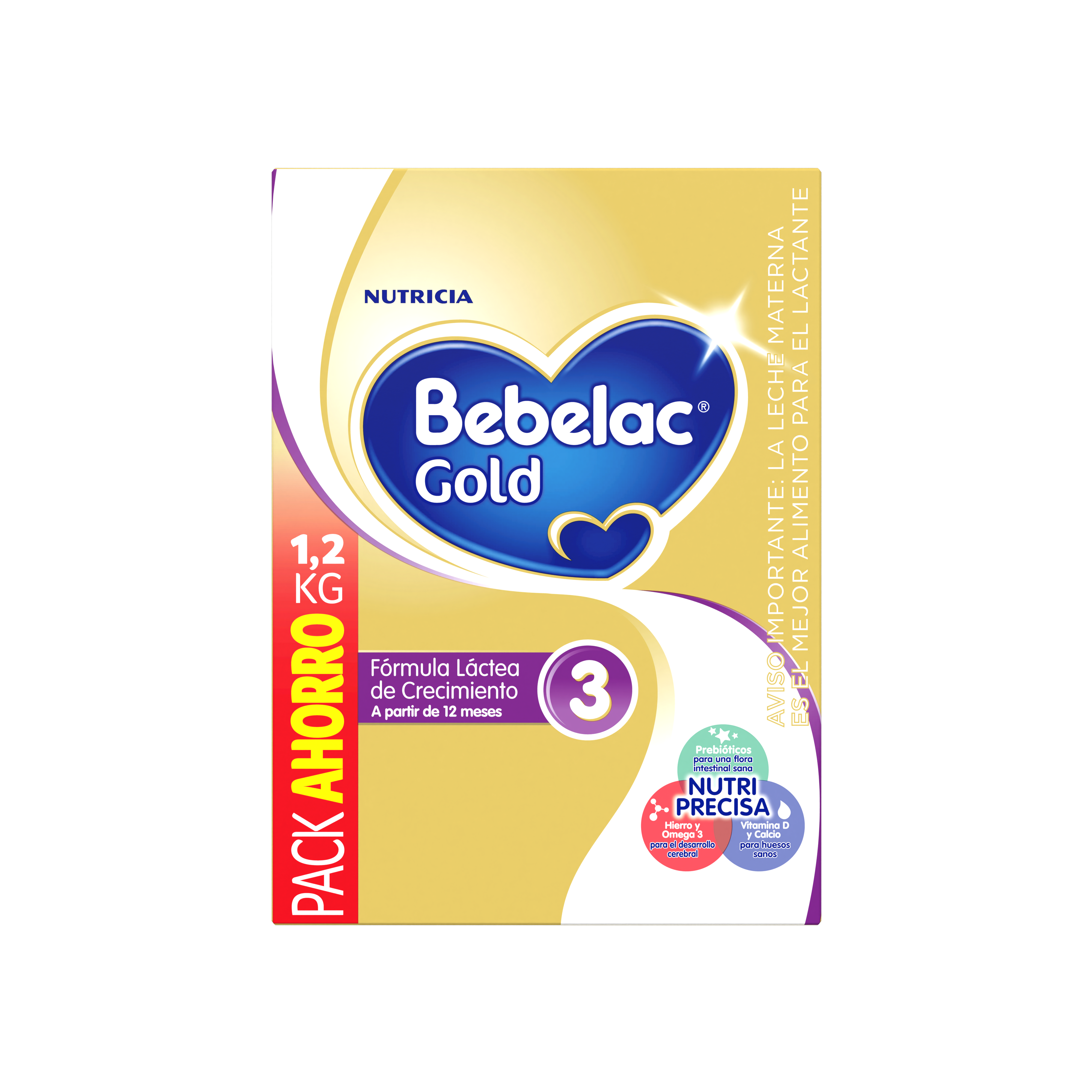 Bebelac Gold 3 Bebelac 3 fórmula láctea de crecimiento polvo para niños desde 12 meses lata 400g  - Bebeclub Ecuador