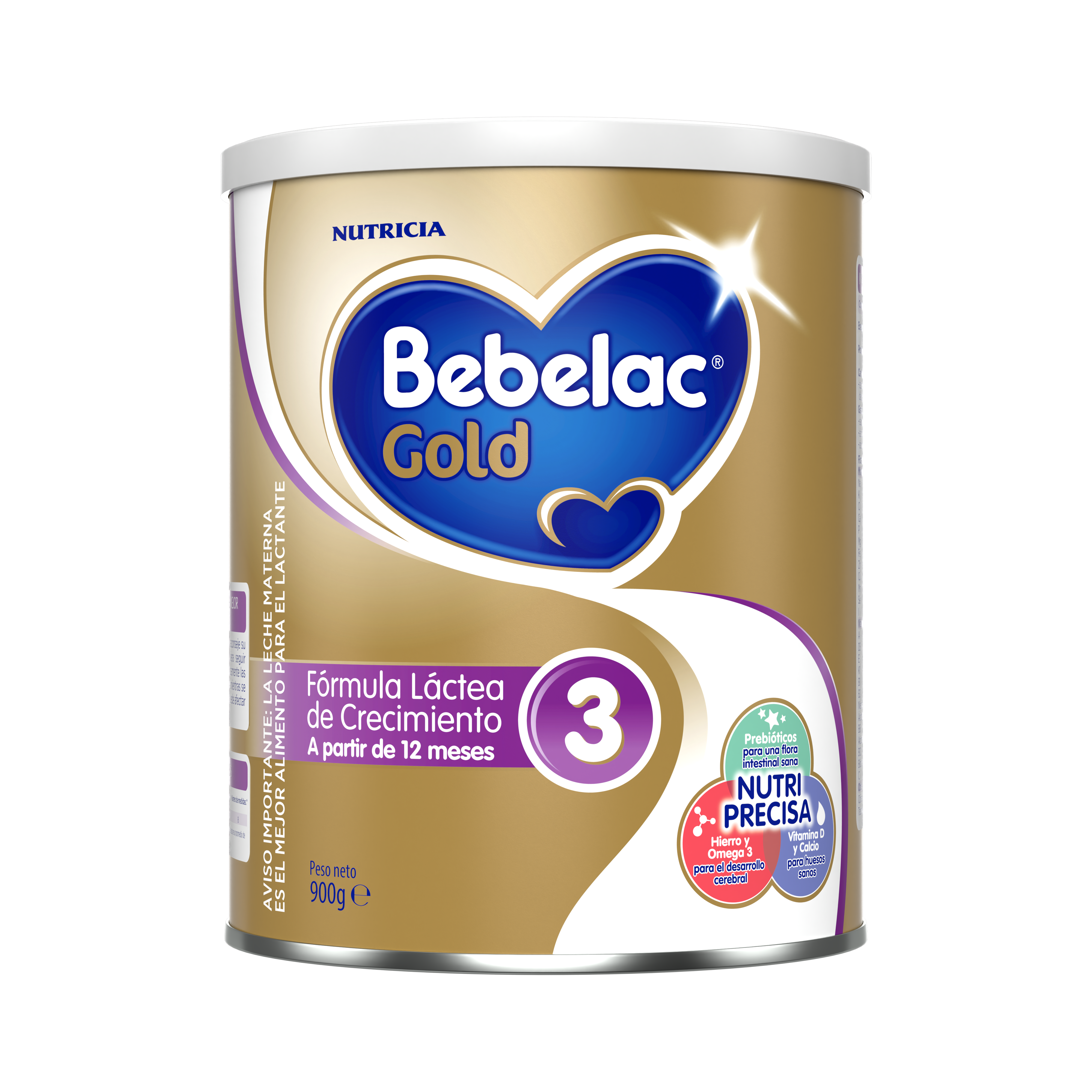 Bebelac Gold 3 Bebelac 3 fórmula láctea de crecimiento polvo para niños desde 12 meses lata 900g  - Bebeclub Panama
