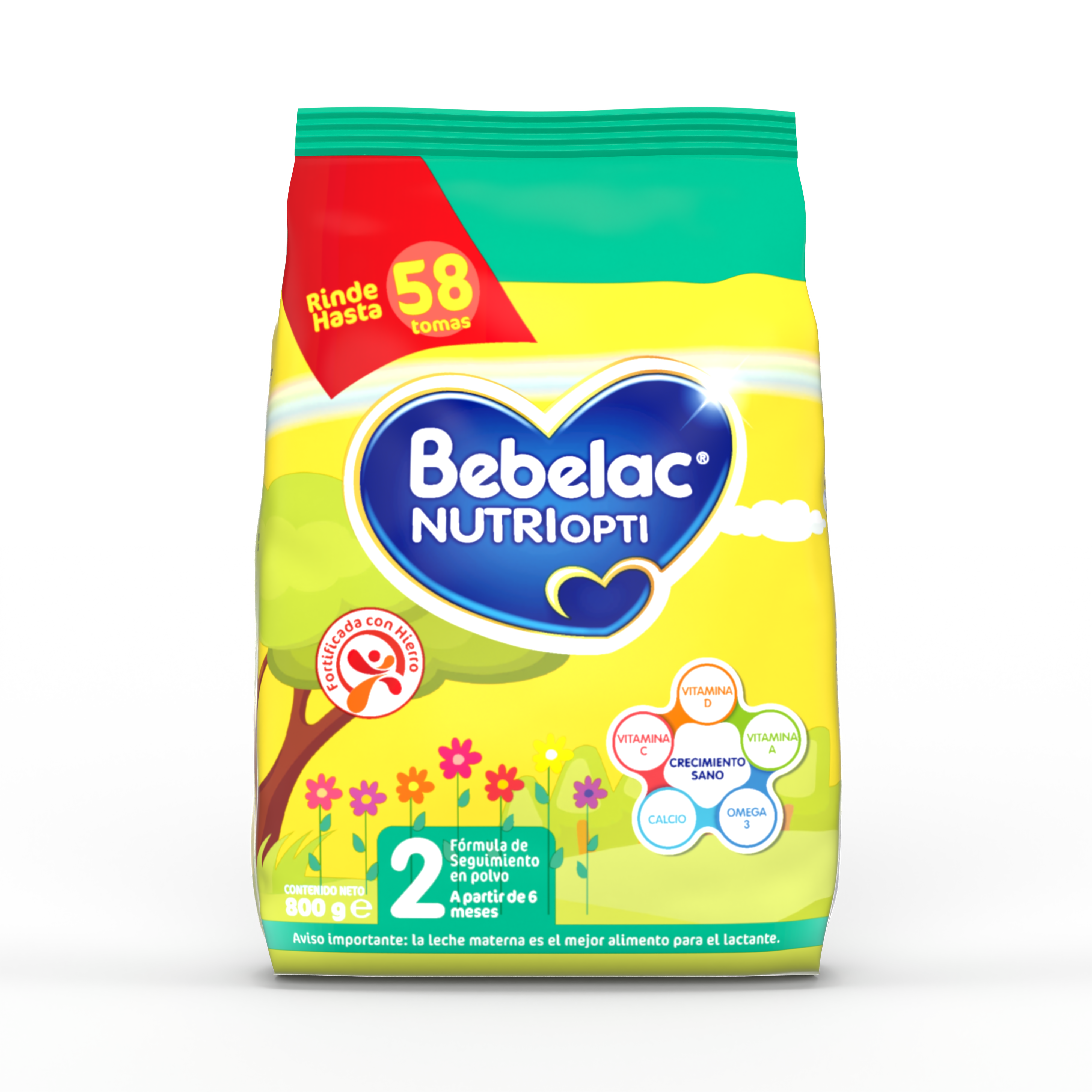 Bebelac NUTRIOPTI 2 fórmula de seguimiento en polvo para bebés a partir de 6 meses bolsa 800 g - Bebeclub Paraguay