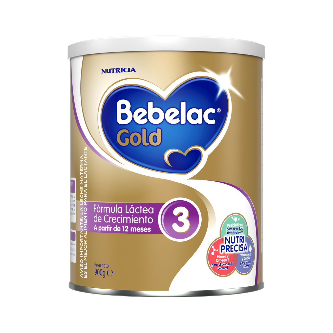 Bebelac Gold 3 Bebelac 3 fórmula láctea de crecimiento polvo para niños desde 12 meses lata 900g  - Bebeclub Ecuador