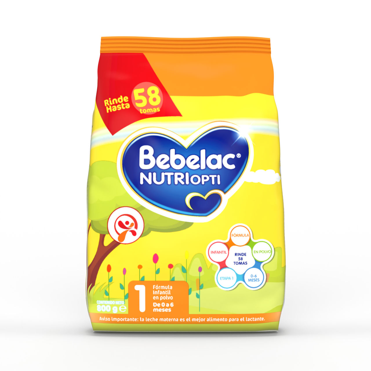 Bebelac NUTRIOPTI 1 fórmula infantil en polvo para bebés de 0 a 6 meses bolsa 800 g - Bebeclub Paraguay