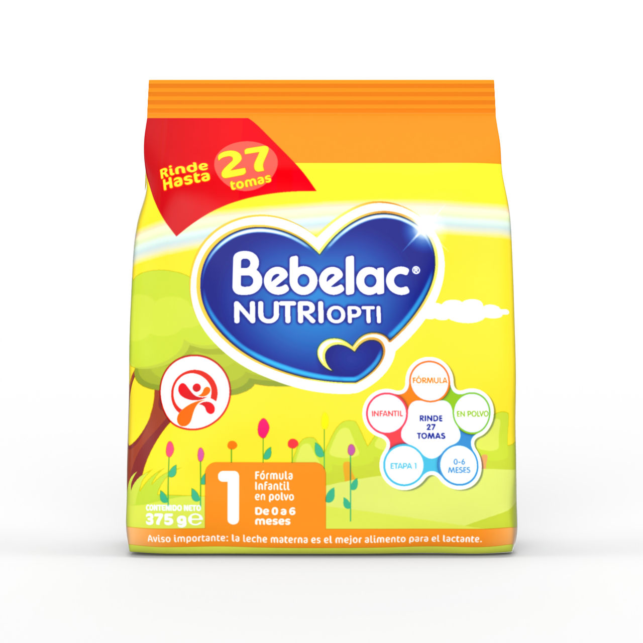 Bebelac NUTRIOPTI 1 fórmula infantil en polvo para bebés de 0 a 6 meses bolsa 375 g - Bebeclub Paraguay