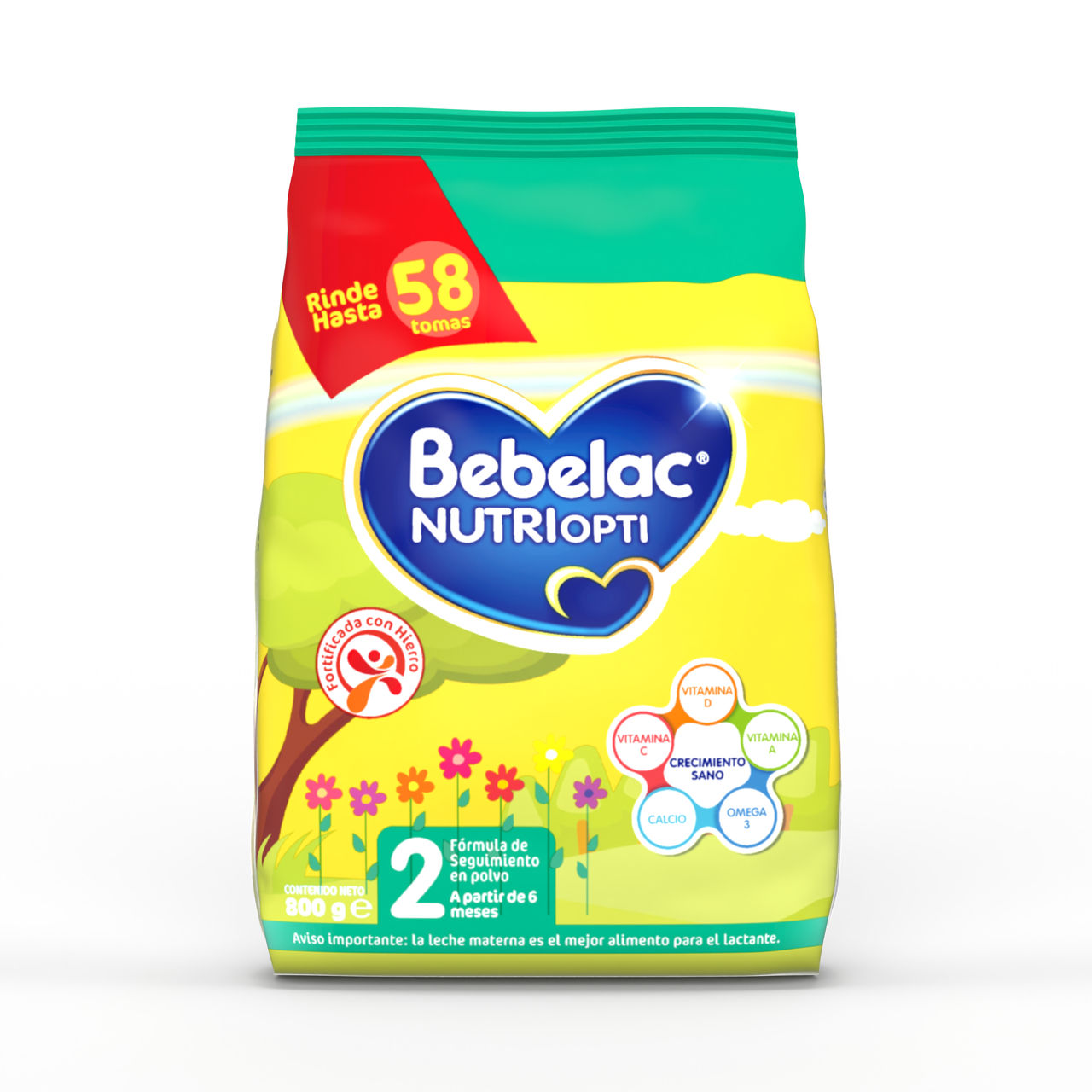 Bebelac NUTRIOPTI 2 fórmula de seguimiento en polvo para bebés a partir de 6 meses bolsa 800 g - Bebeclub Paraguay